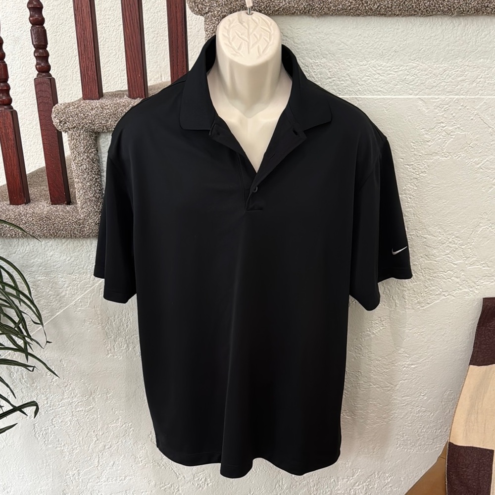 NIKE Men's Fit Dry Golf Black Polo Shirt Size Large EUC